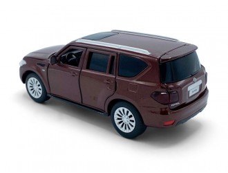 Macheta auto Nissan Patrol Y62, 1:32, Brown mecanism pull-back, lumini si sunet