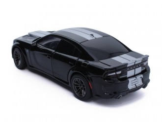 Macheta auto Dodge Charger, 1:32, Black, directie activa roti fata, suspensii, lumini si sunet