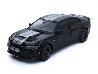 Macheta auto Dodge Charger, 1:32, Black, directie activa roti fata, suspensii, lumini si sunet