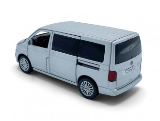 Macheta auto VW Multivan, 1:32, Silver, directie activa roti fata, suspensii, lumini si sunet
