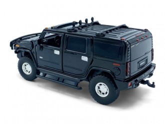 Macheta auto Hummer H2, 1:32, Black, directie activa roti fata, suspensii, lumini si sunet