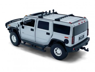 Macheta auto Hummer H2, 1:32, Silver, directie activa roti fata, suspensii, lumini si sunet