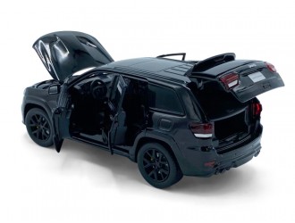 Macheta auto Jeep Grand Cherokee Trackhawk, 1:32, Black, directie activa roti fata, suspensii, lumini si sunet