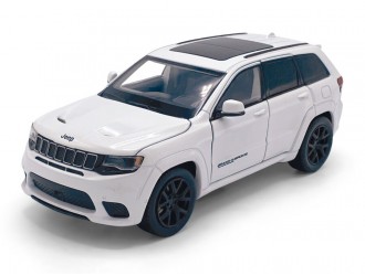 Macheta auto Jeep Grand Cherokee Trackhawk, 1:32, White, directie activa roti fata, suspensii, lumini si sunet