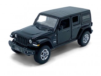 Macheta auto Jeep Wrangler Sahara, 1:32, Black directie activa roti fata, suspensii, lumini si sunet