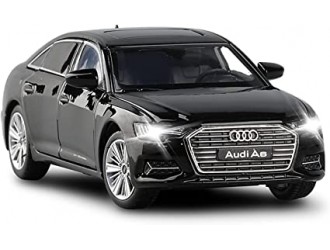 Macheta auto Audi A6, 1:32, Black directie activa roti fata, suspensii, lumini si sunet