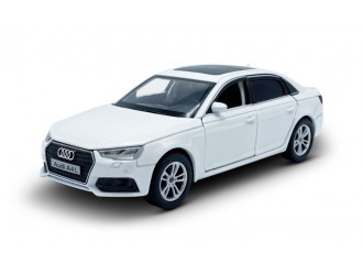 Macheta auto Audi A4, 1:32, White directie activa roti fata, suspensii, lumini si sunet