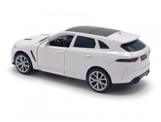 Macheta auto Jaguar F-Pace, 1:36, White Mecanism pull-back, sincron
