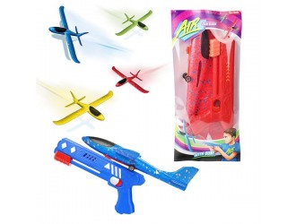Avion din polistiren cu lansator pistol diverse culori