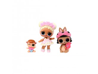 Set 3 figurine L.O.L. Surprise! seria OPP Tot + Pet + Lil Sis - Flower Child + Short Stop Hop + Lil Majorette
