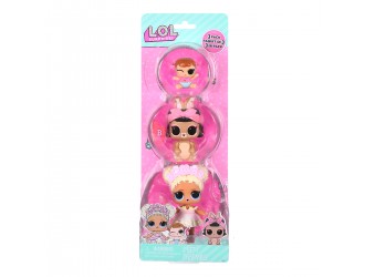 Set 3 figurine L.O.L. Surprise! seria OPP Tot + Pet + Lil Sis - Flower Child + Short Stop Hop + Lil Majorette