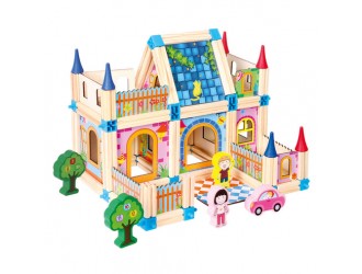 Set de construit din lemn, Castel mediu, 128 piese