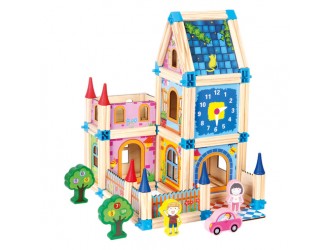 Set de construit din lemn, Castel mediu, 128 piese