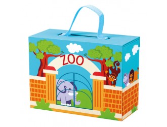 Set de joaca din lemn, Animale Zoo, in cutie de calatorie