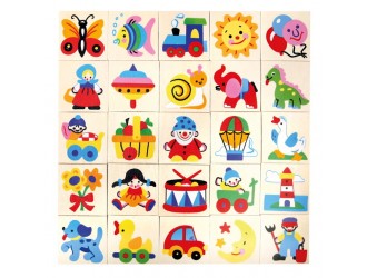 Set semne educative din lemn 25 piese diverse imagini 4x4cm