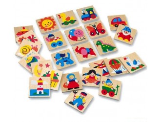 Set semne educative din lemn 25 piese diverse imagini 4x4cm