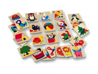 Set semne educative din lemn 25 piese diverse imagini 4x4cm