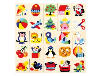 Set semne educative din lemn 25 piese diverse imagini 4x4cm