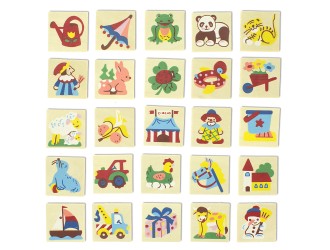 Set semne educative din lemn 25 piese diverse imagini 4x4cm