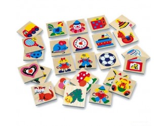 Set semne educative din lemn 25 piese diverse imagini 4x4cm