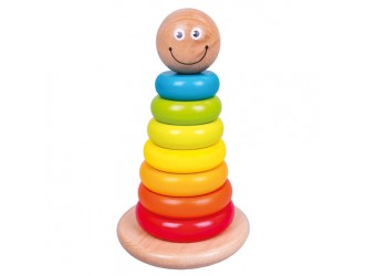 Piramida Smile din lemn cu 7 inele multicolore
