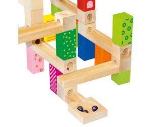 Set de construit din lemn Labirint,  Marble Run,  66 piese