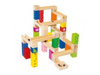 Set de construit din lemn Labirint,  Marble Run,  66 piese