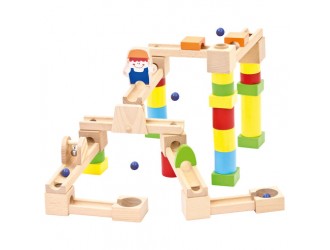 Set de construit din lemn Labirint,  Marble Run,  40 piese
