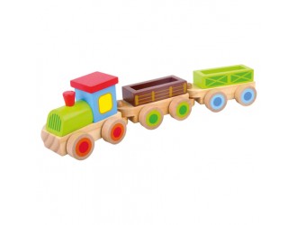 Tren din lemn cu vagoane, Ferma, 8 piese