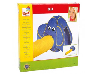 Tunel+Cort de joaca, Elefant, albastru-galben, 287x94x122 cm