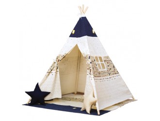Cort TeePee, bej cu geam, 120x120x150 cm