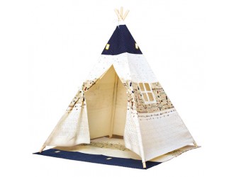 Cort TeePee, bej cu geam, 120x120x150 cm