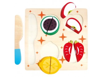 Puzzle educativ cu Fructe de feliat din lemn, 18x18x2 cm, 10 piese