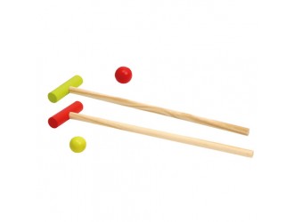 Set de joaca croquet din lemn pentru copii, Zoo, 12 piese