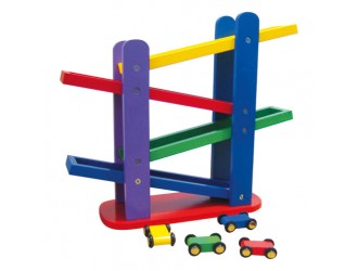 Joc din lemn cu 4 masinute - Curse pe Rampa 28x32x9,5 cm