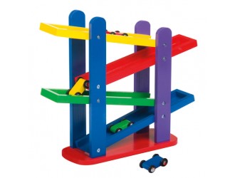 Joc din lemn cu 4 masinute - Curse pe Rampa 28x32x9,5 cm