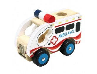 Masina Ambulanta din lemn 12,5x9,5x6,8 cm