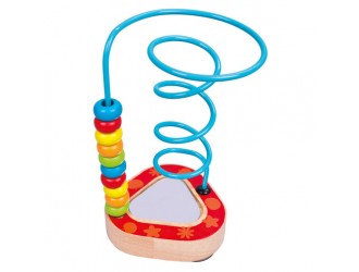 Jucarie din lemn cu oglinda, Labirint cu bile, 9,5x15,5x9,5 cm