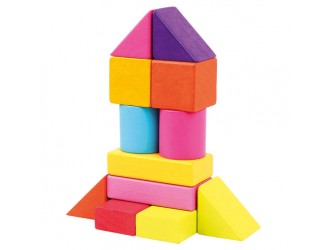 Set cuburi din lemn multicolore de construit, 100 buc.