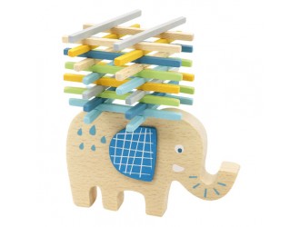 Joc de echilibru din lemn Elefant, 37 piese, 18x11.5x5.5 cm