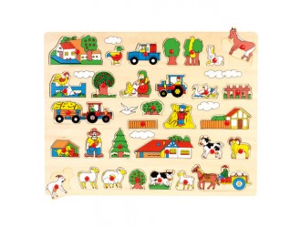 Puzzle din lemn mare, Ferma, 31 piese