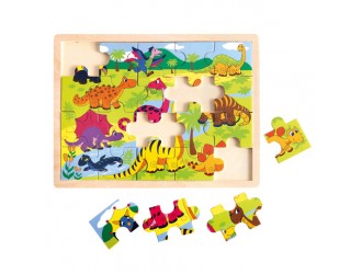  Puzzle din lemn Dinozauri, 20 piese