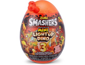 Figurina dinozaur surpriza in ou Smashers - Mini Dino Light-Up S4, 13 cm, 3 tipuri ZURU