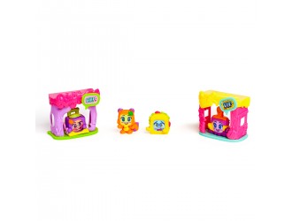 Set de joaca cu 4 figurine si 2 camerute Moji Pops Party