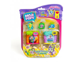 Set de joaca cu 4 figurine si 2 camerute Moji Pops Party
