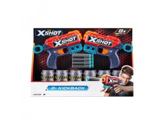 Set 2 Blastere X-SHOT EXCEL Double Kickback, ZURU, 8 cartuse, 6 tinte