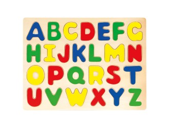 Puzzle din lemn alfabet litere mari colorate