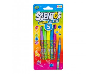 Set 5 pixuri cu gel aromate Neon, diverse culori, SCENTOS