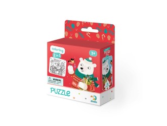 Puzzle 2 in 1 de colorat, Ursuletul de Craciun, 16 el. Dodo