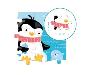 Puzzle 2 in 1 de colorat, Pinguin, 16 el. Dodo